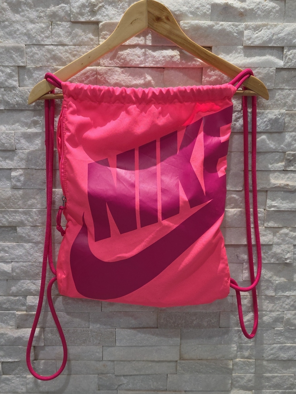 Nike Hot Pink Drawstring Backpack with Magenta Logo